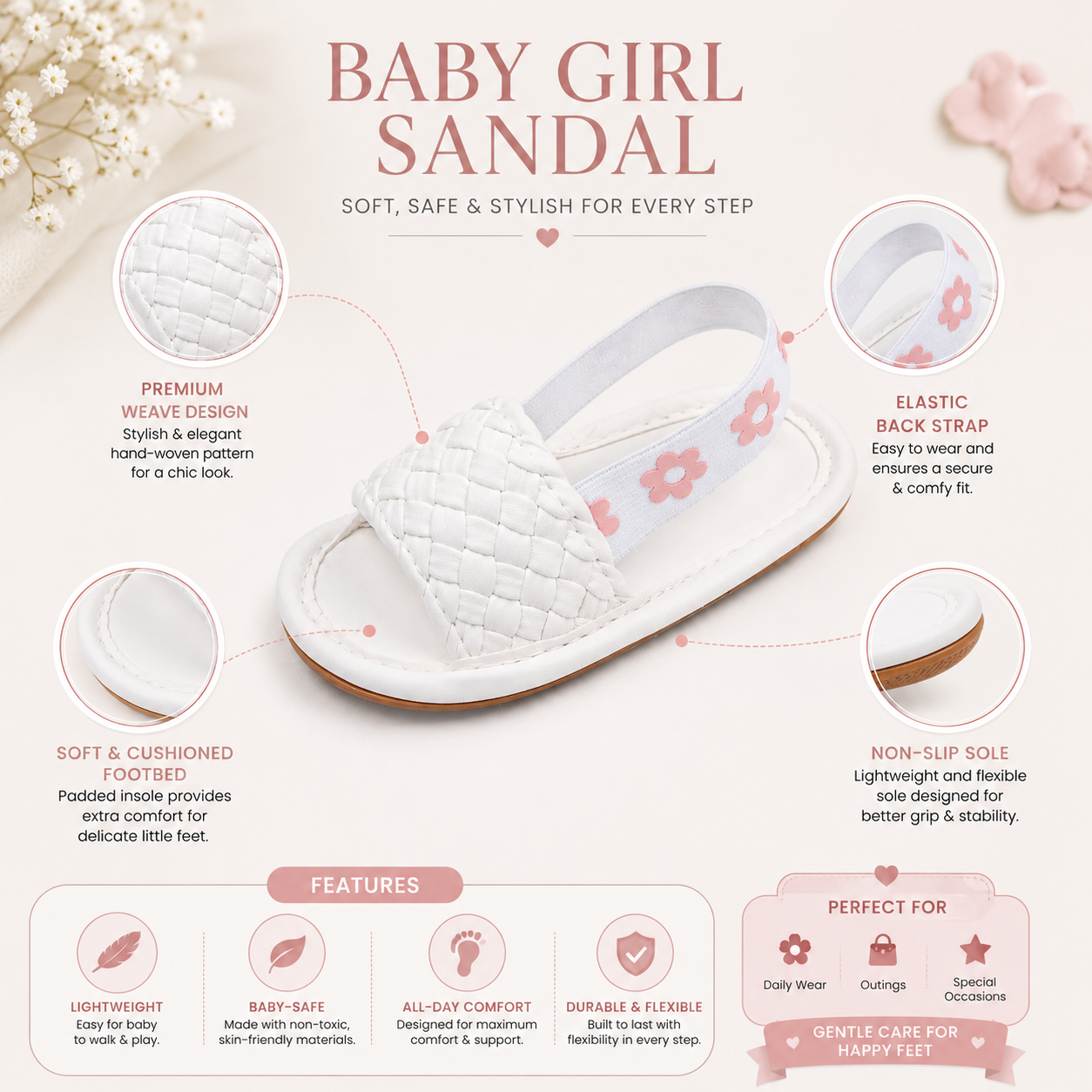 Baby Girl Soft Woven Lightweight Non-Slip Elastic Sandals (6–18 Months)_img_1