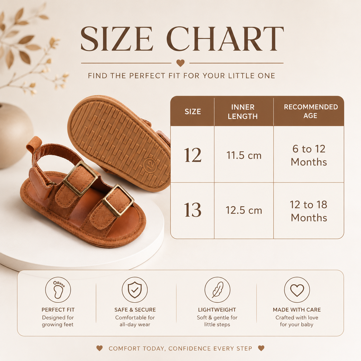 Baby Soft Sole Brown Summer Sandals (6 to 18 months)_img_2