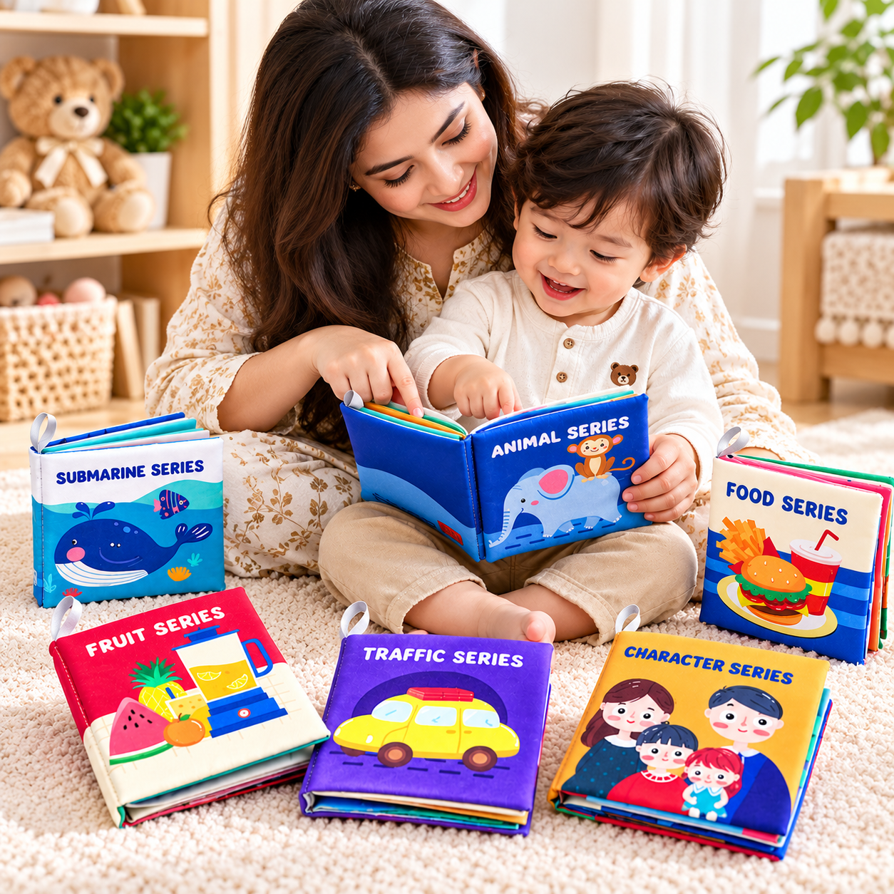 Baby Soft Cloth Book for Kids | Washable Early Learning Book (4 Pages 8 Slides)
