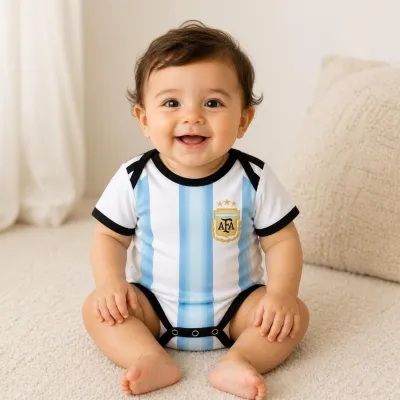 Baby Argentina World Cup 2026 Home / Away Jersey Romper Dress - Soft Cotton Football Jersey Bodysuit (0 to 12 months)_img_2