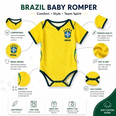 Baby Brazil World Cup 2026 Home/ Away Jersey Romper Dress - Soft Cotton Football Jersey Bodysuit (0 to 12 months)_img_10