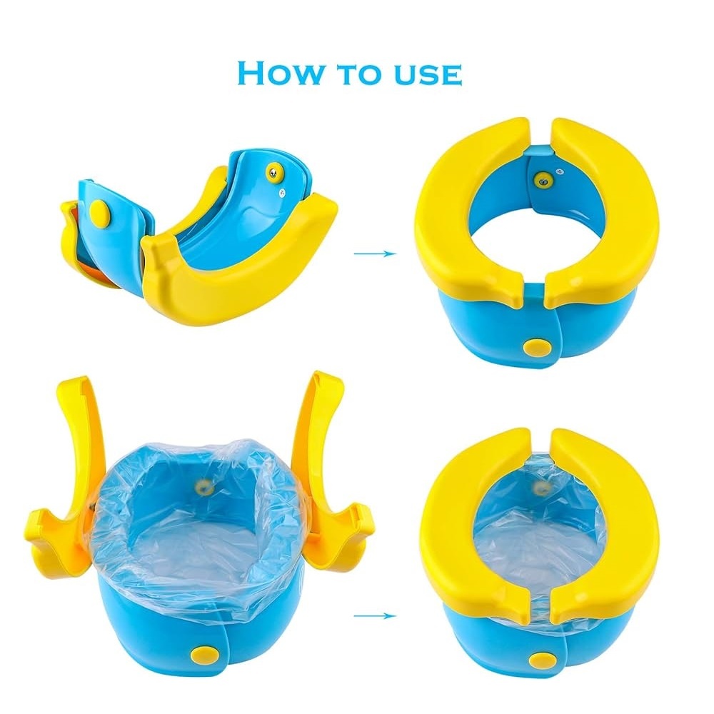 Baby Foldable Travel Potty Seat with 10PCS Garbage Bags & Storage Bag | Portable Toddler Toilet_img_2