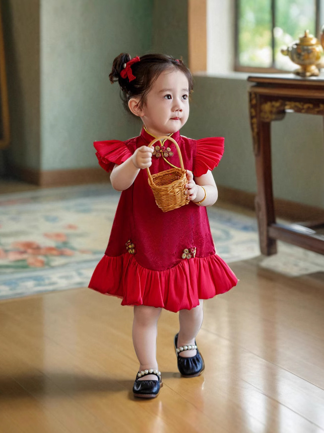 Baby Girl Elegant Traditional Style Red Party Dress (6 months to 3 years) for your ANGEL
