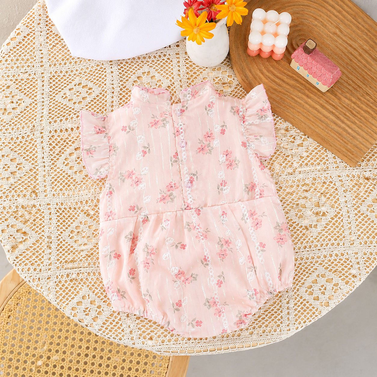 Baby Girl Floral Cheongsam Pink Traditional Style Romper Dress (0 to 18 months)_img_4