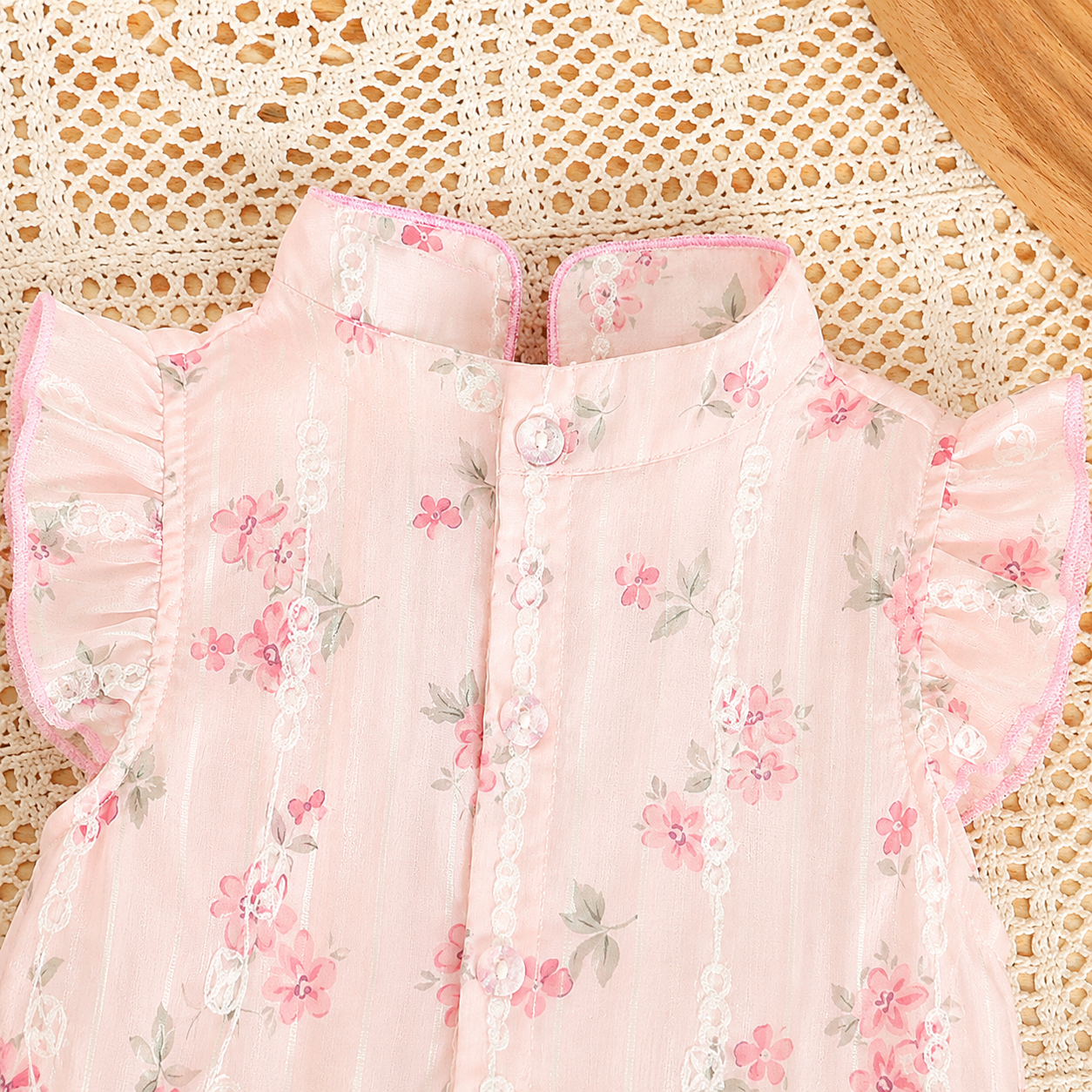Baby Girl Floral Cheongsam Pink Traditional Style Romper Dress (0 to 18 months)_img_6