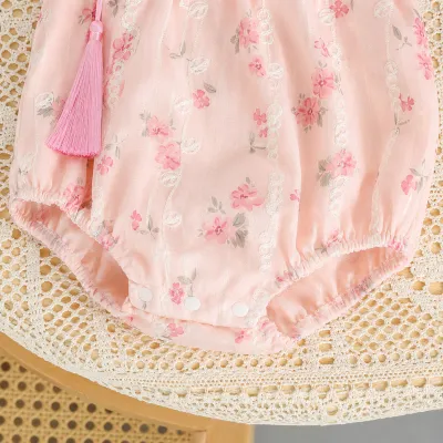 Baby Girl Floral Cheongsam Pink Traditional Style Romper Dress (0 to 18 months)_img_8