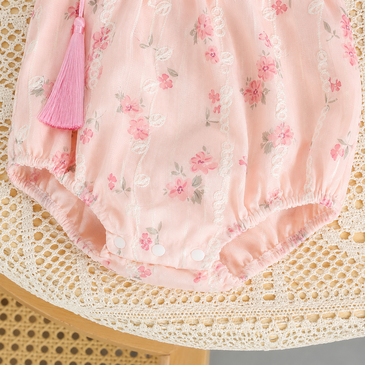 Baby Girl Floral Cheongsam Pink Traditional Style Romper Dress (0 to 18 months)_img_8