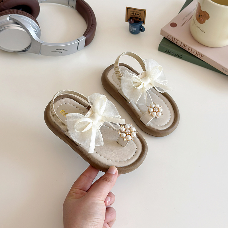 Baby Girl Summer Cute Soft Bow Pearl Sandals (1.5 to 5 years)
