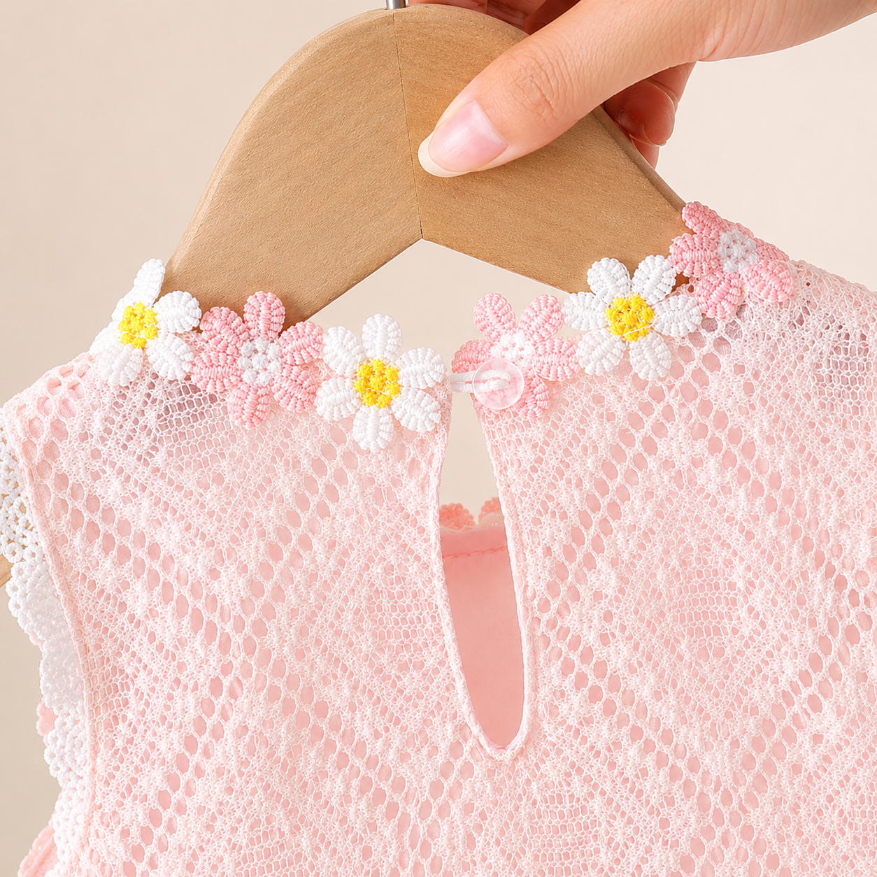 Baby Girls Floral Lace Romper Dress with 3D Flower Applique & Embroidered Hem (0 to 3 years)_img_6
