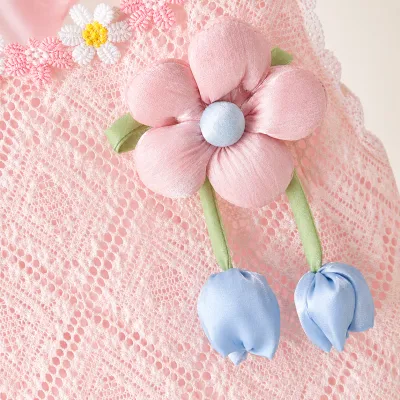 Baby Girls Floral Lace Romper Dress with 3D Flower Applique & Embroidered Hem (0 to 3 years)_img_7
