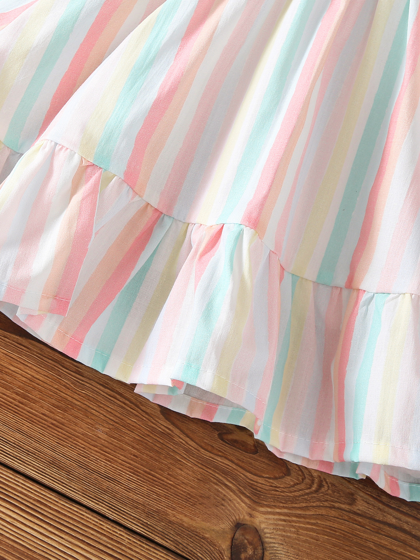 Baby Girls Pom Pom Sleeves Rainbow Summer Dress (0 to 3 years)_img_5