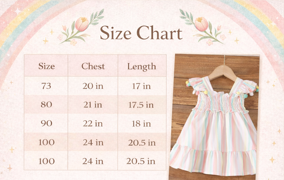 Baby Girls Pom Pom Sleeves Rainbow Summer Dress (0 to 3 years)_img_6