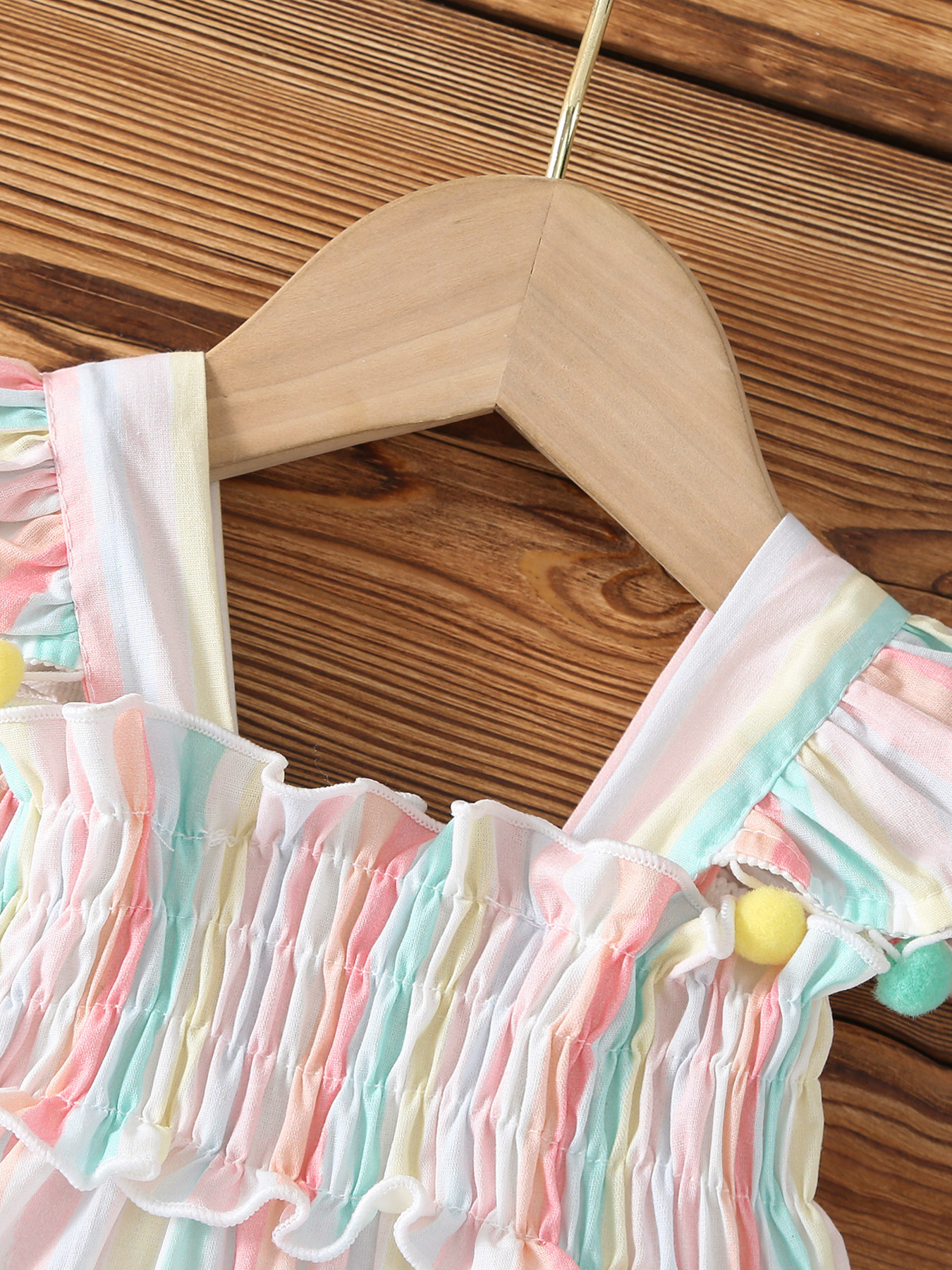 Baby Girls Pom Pom Sleeves Rainbow Summer Dress (0 to 3 years)_img_2