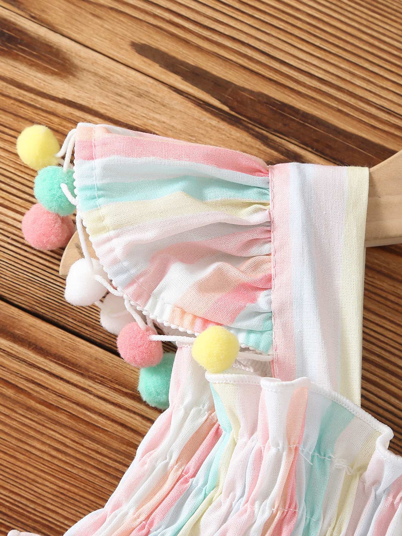 Baby Girls Pom Pom Sleeves Rainbow Summer Dress (0 to 3 years)_img_3