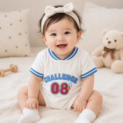Baby summer CHALLENGE'08 White & Blue Cotton Romper Dress (0 to 18 months)_img_2