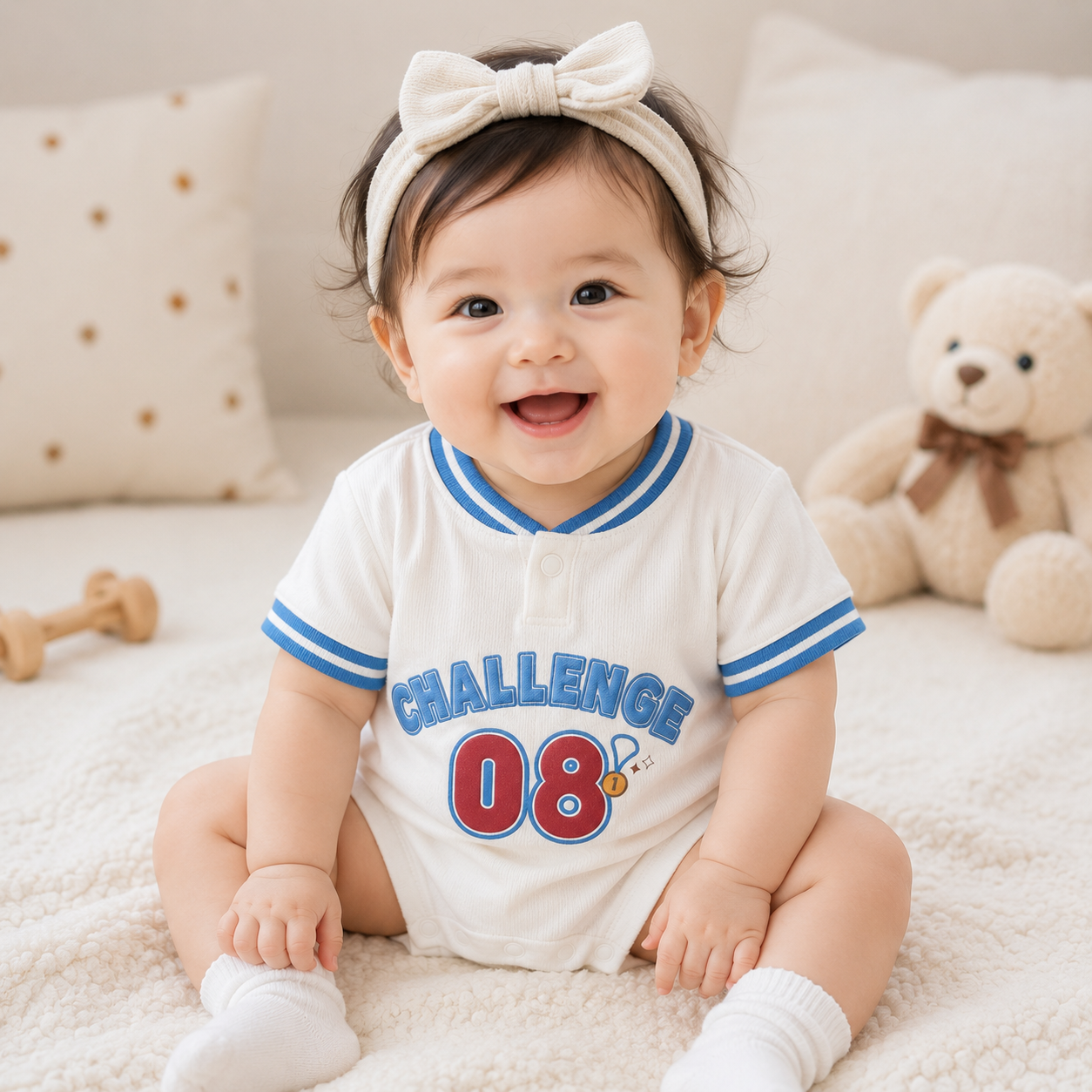 Baby summer CHALLENGE'08 White & Blue Cotton Romper Dress (0 to 18 months)_img_2