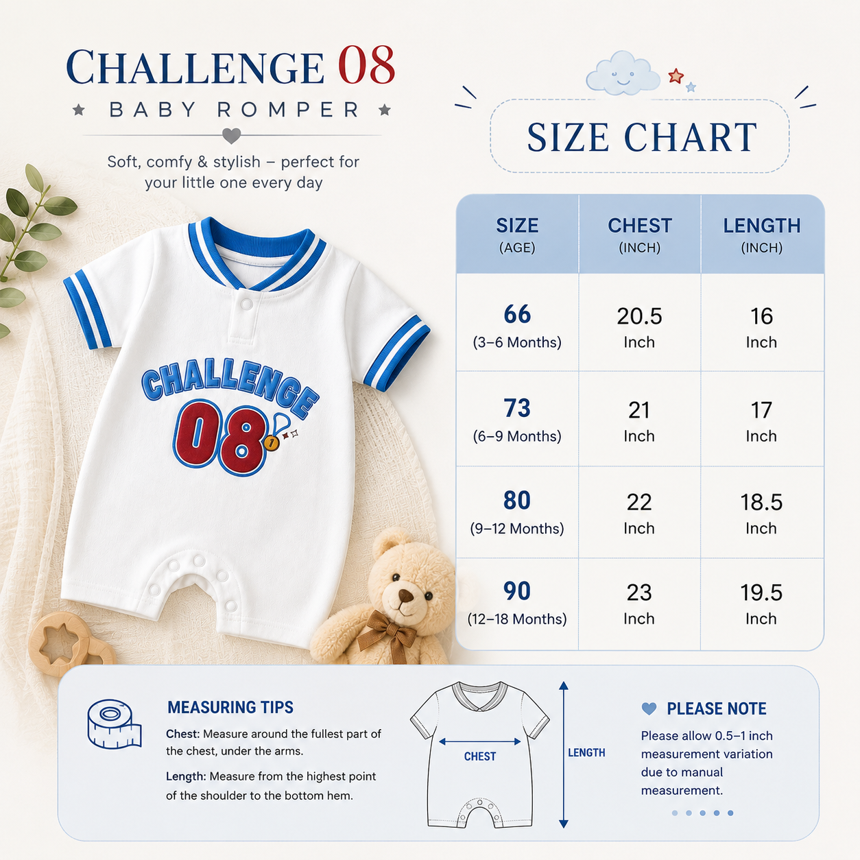 Baby summer CHALLENGE'08 White & Blue Cotton Romper Dress (0 to 18 months)_img_11