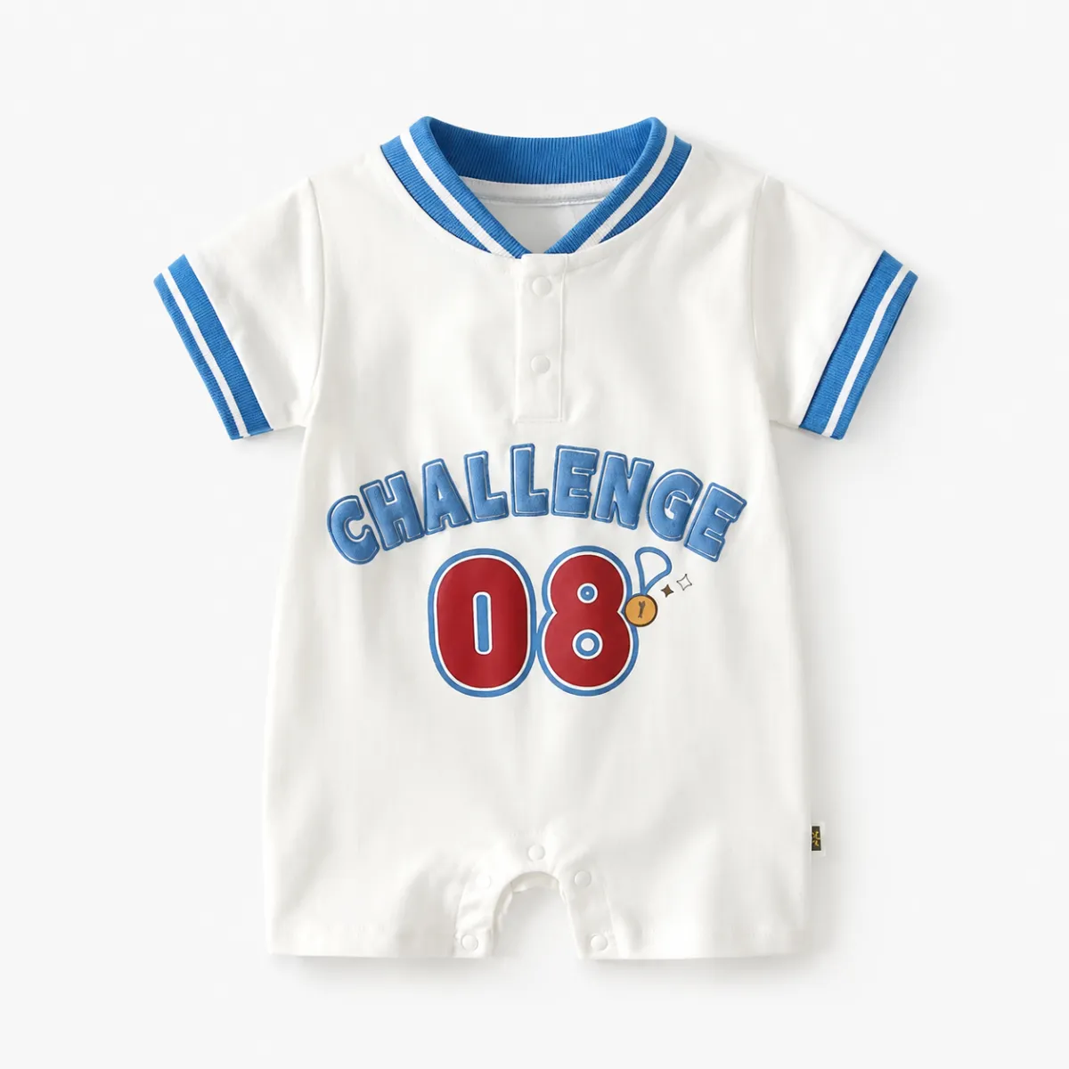 Baby summer CHALLENGE'08 White & Blue Cotton Romper Dress (0 to 18 months)