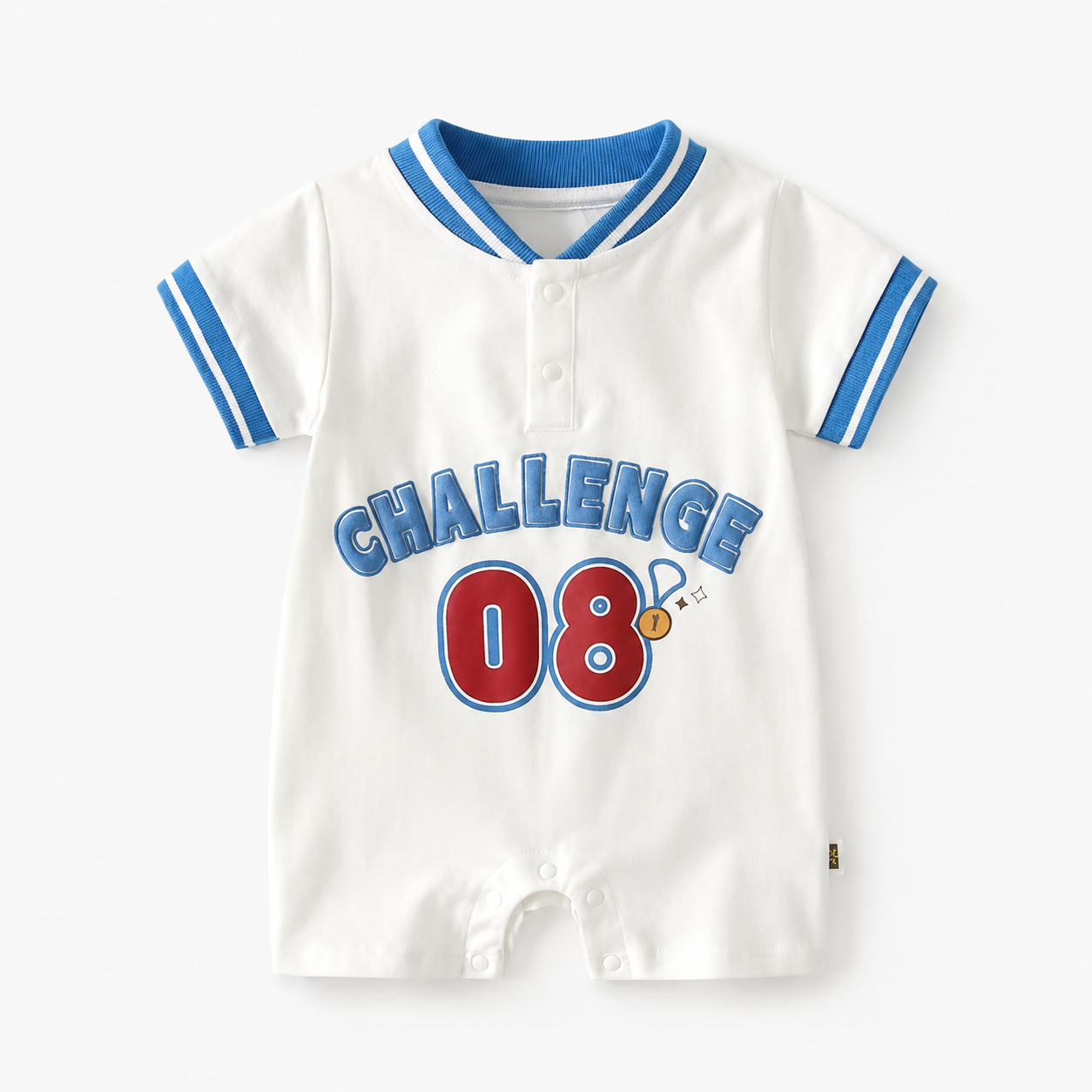 Baby summer CHALLENGE'08 White & Blue Cotton Romper Dress (0 to 18 months)
