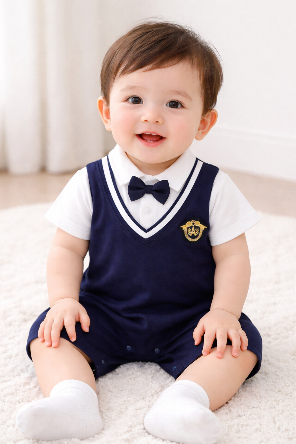 Baby Summer Cotton Bow Tie Romper Dress Only (0 to 18 months)_img_1