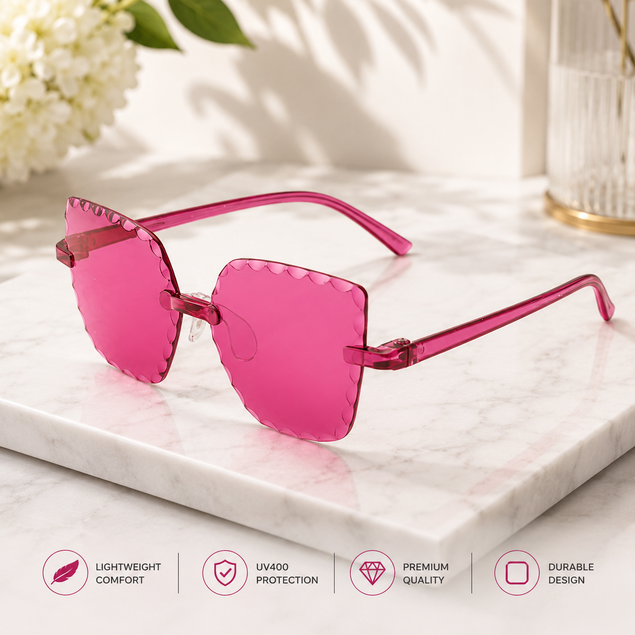 Kids Stylish Scalloped Sunglasses for Girls & Boys | Trendy UV Protection Fashion Eyewear with Sunglass Case_img_2