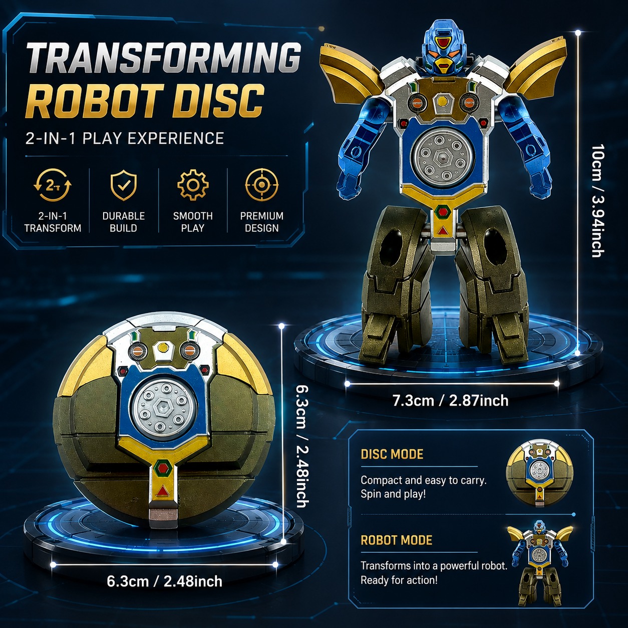 2-In-1 Transforming Robot Disc Toy For Kids | Robot & Disc Mode_img_1