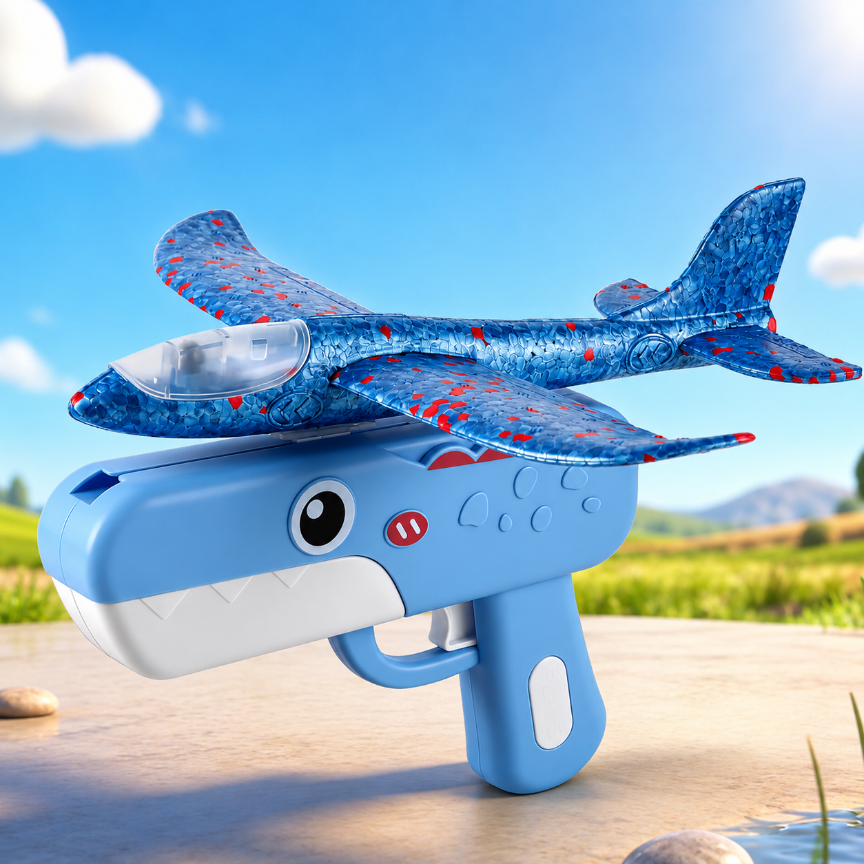 Kids Foam Airplane Launcher Gun Toy | EVA Glider Plane with Catapult Launcher | Outdoor Flying Toy for Boys & Girls_img_5