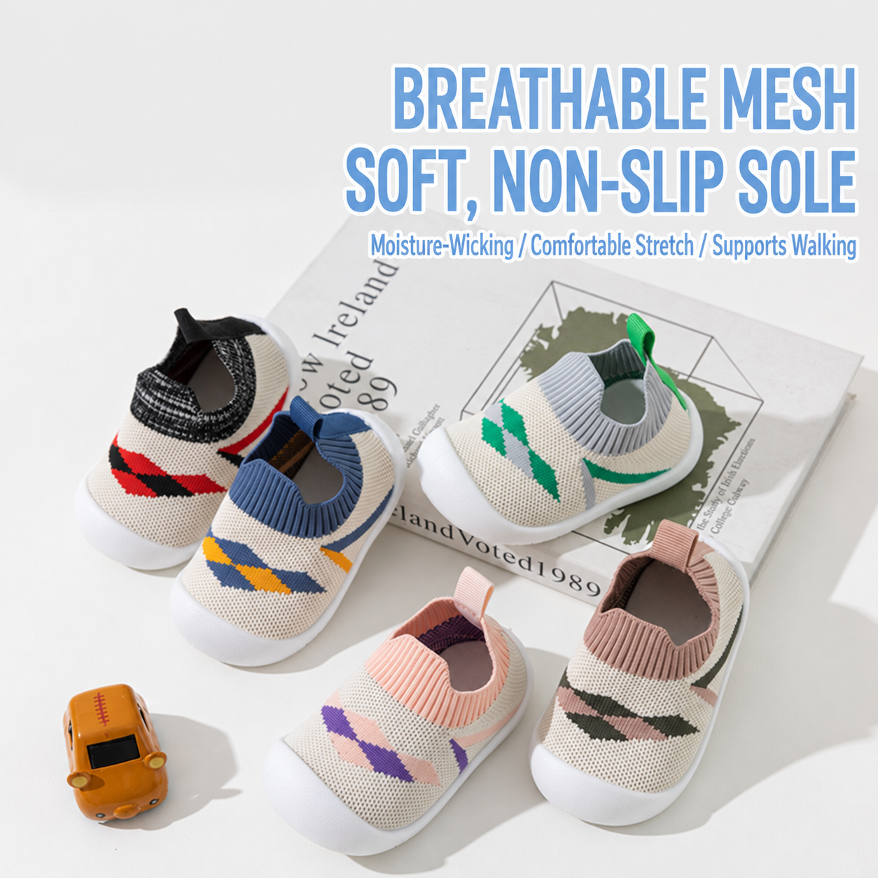 Baby Knit Slip-On Shoes for Boys & Girls | Lightweight Breathable Toddler Shoes (6 to 36 months)