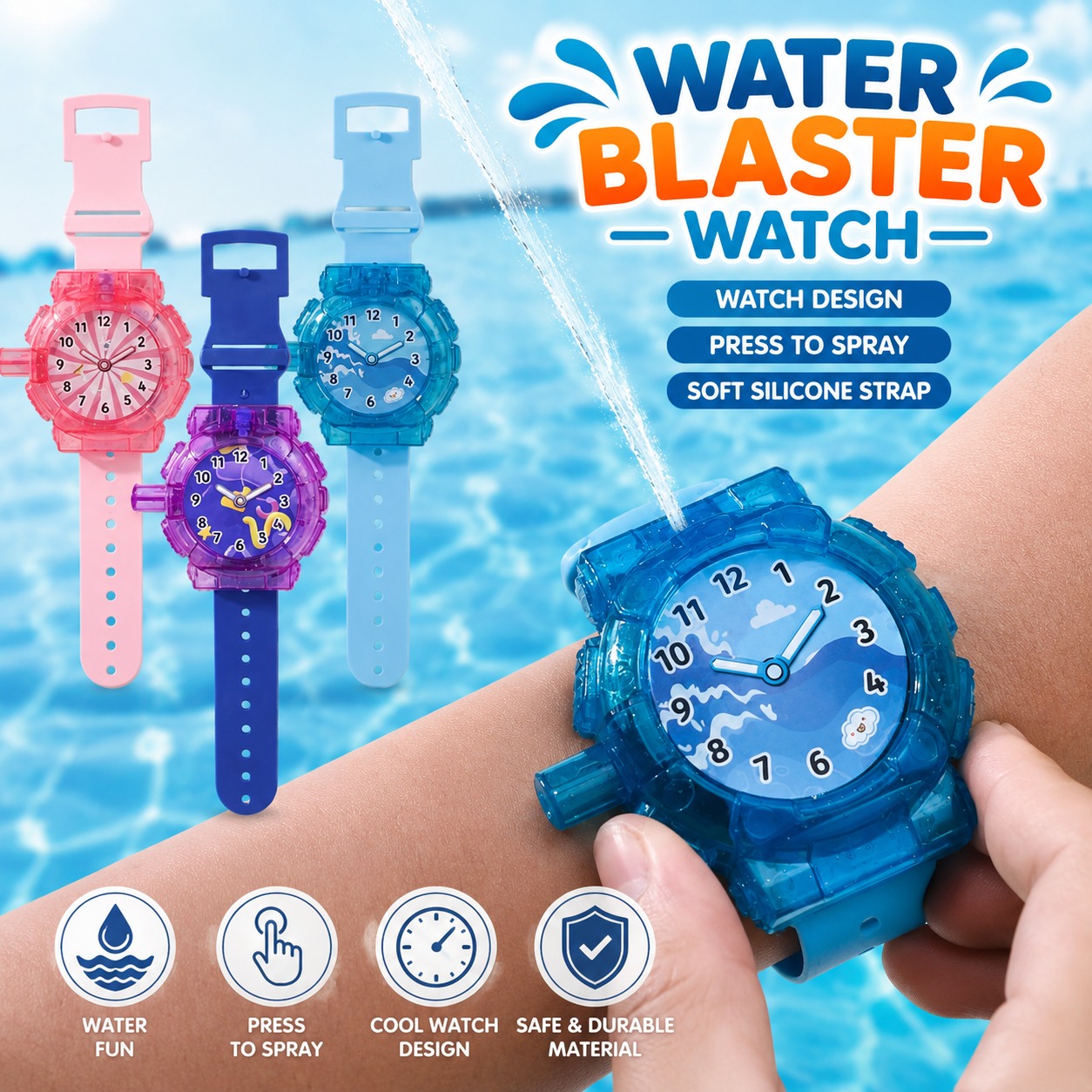 Kids Water Blaster Watch Toy | Wearable Water Spray Gun For Boys & Girls_img_2