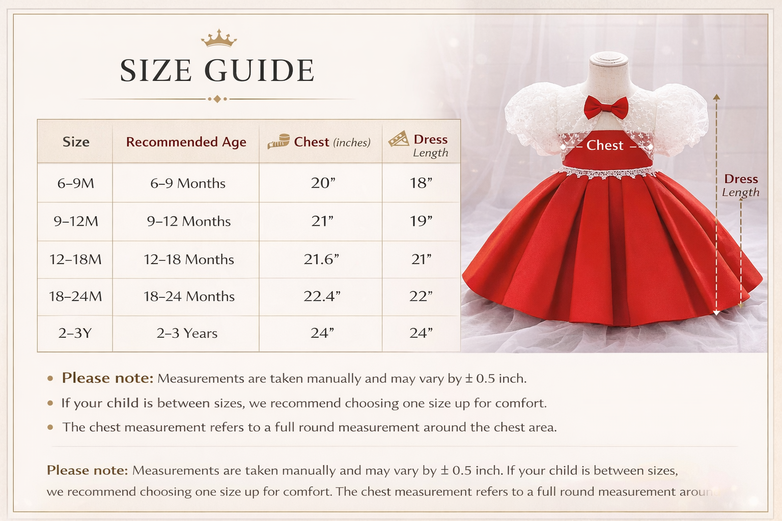 Kids Girls Luxury Red Princess Party Dress (6 months to 3 years) for your ANGEL_img_11