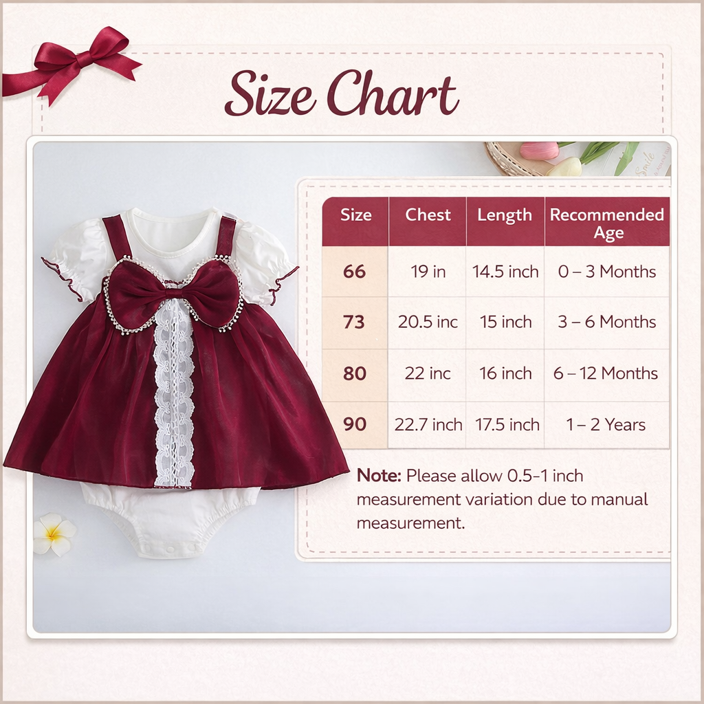 Baby Girl Elegant Lace Red Wine Bow Party Romper Dress (0 to 2 years)_img_11