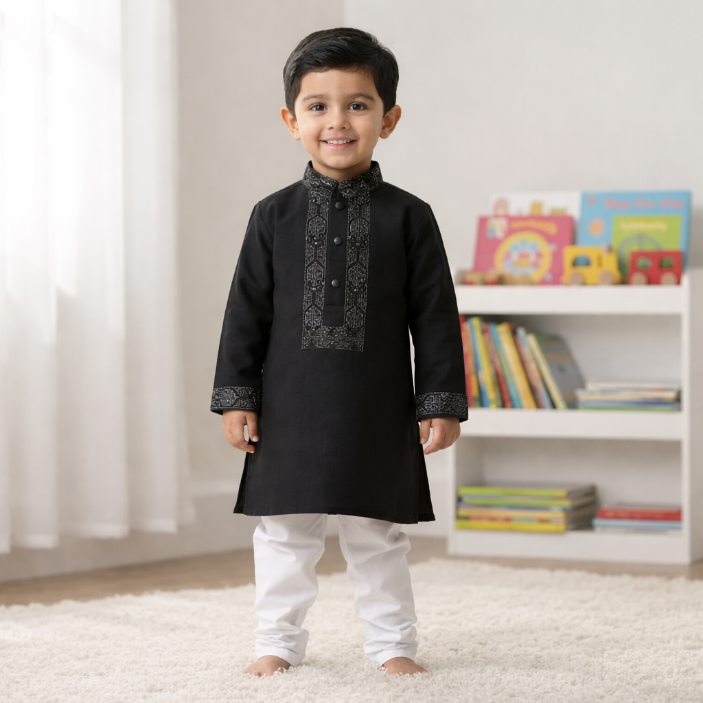 Kids Boy Premium Elegant China Vangchur Saffron EID Panjabi with Pant (2 to 8 years)_img_1