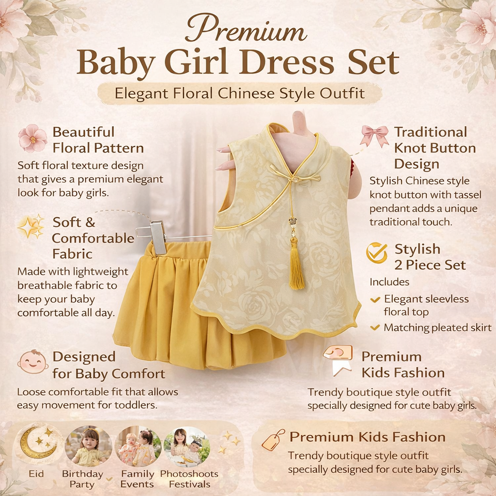 Baby Girl Floral Chinese Style Skirt Dress Set (6months to 6 years) for your ANGEL_img_1