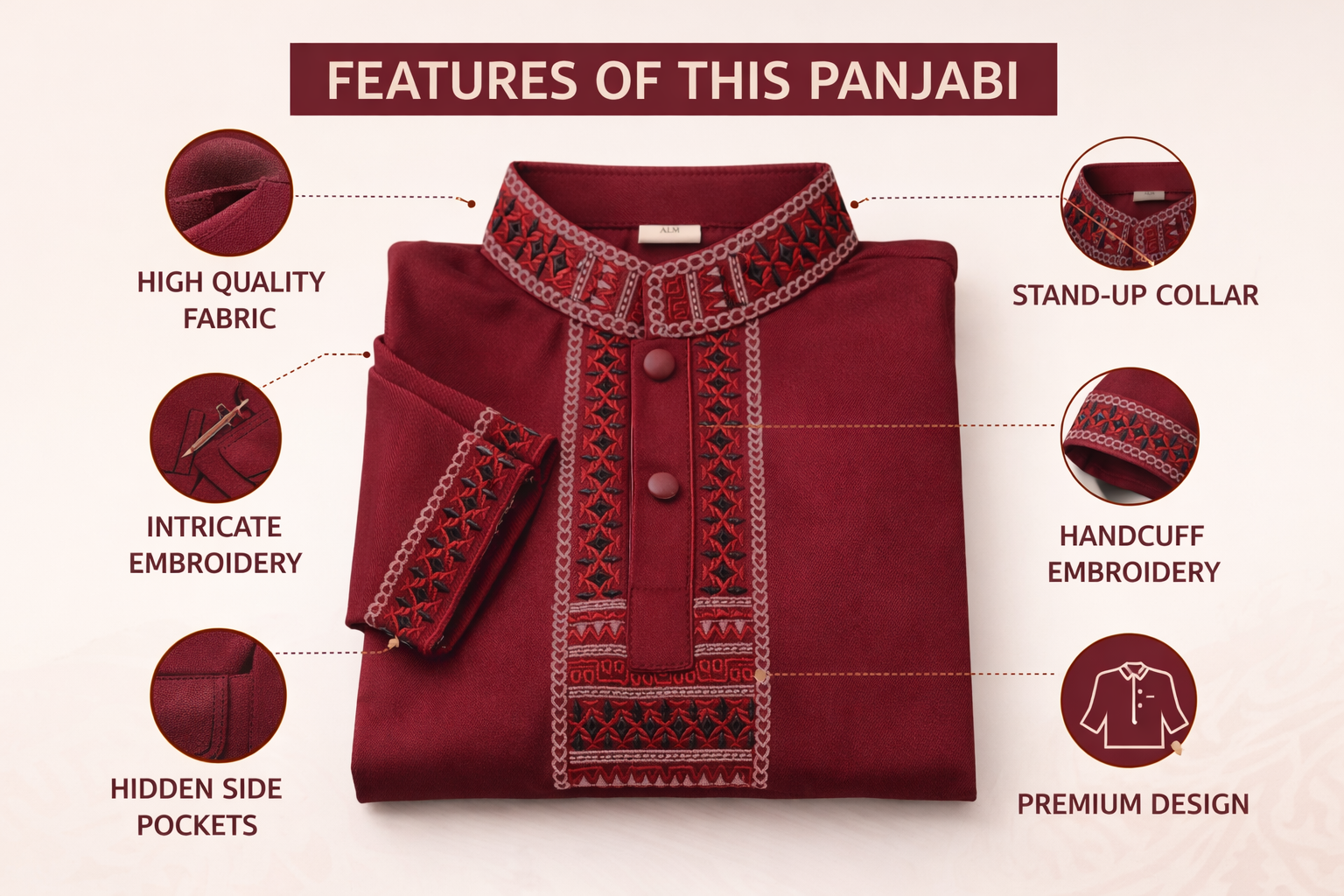 Kids Premium Mauve Embroidered China Saffron Eid Punjabi (0 to 8 years)_img_3