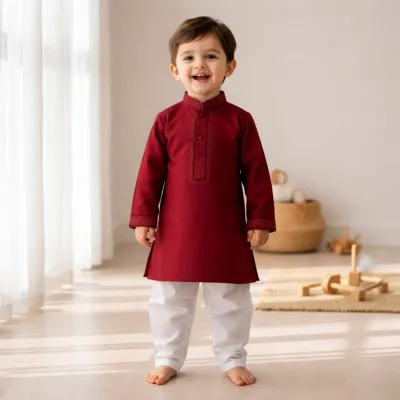 Kids Boy Premium Elegant China Vangchur Golden EID Panjabi with Pant (2 to 8 years)_img_0