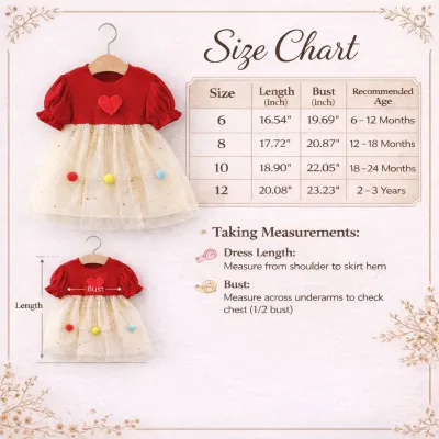 Baby Girl Flying Sleeves Red Heart Tulle Summer Princess Dress (6 months to 3 years)_img_5