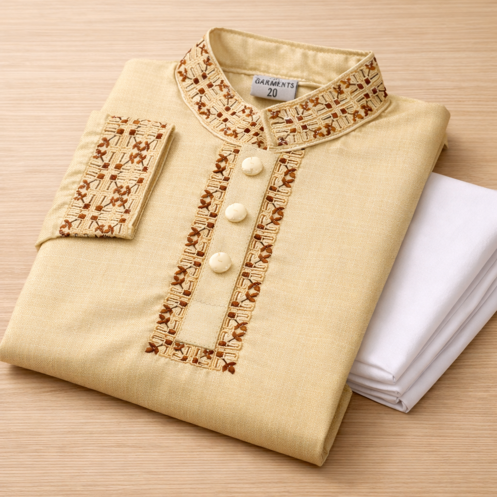 Kids Boy Premium Elegant China Saffron EID Panjabi with Pant (2 to 8 years)_img_4