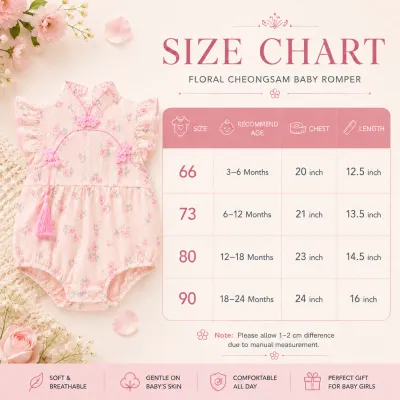 Baby Girl Floral Cheongsam Pink Traditional Style Romper Dress (0 to 18 months)_img_10