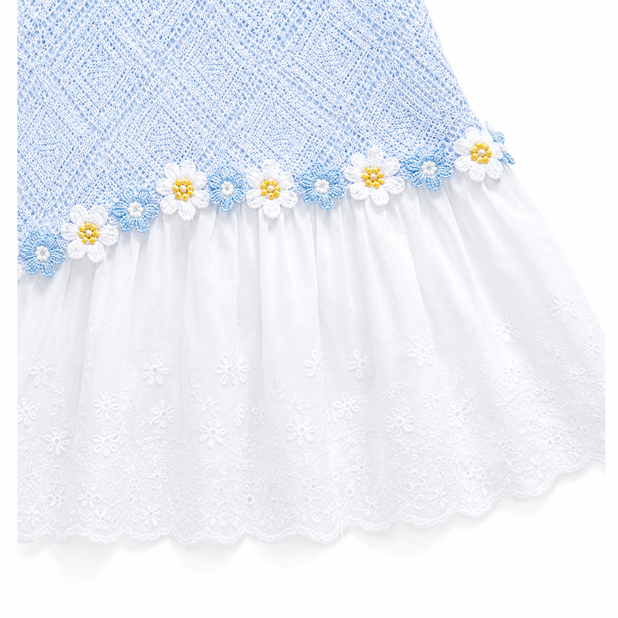 Kids Girls Elegant Summer Blue Lace Floral Party Dress (1 to 6 years)_img_8
