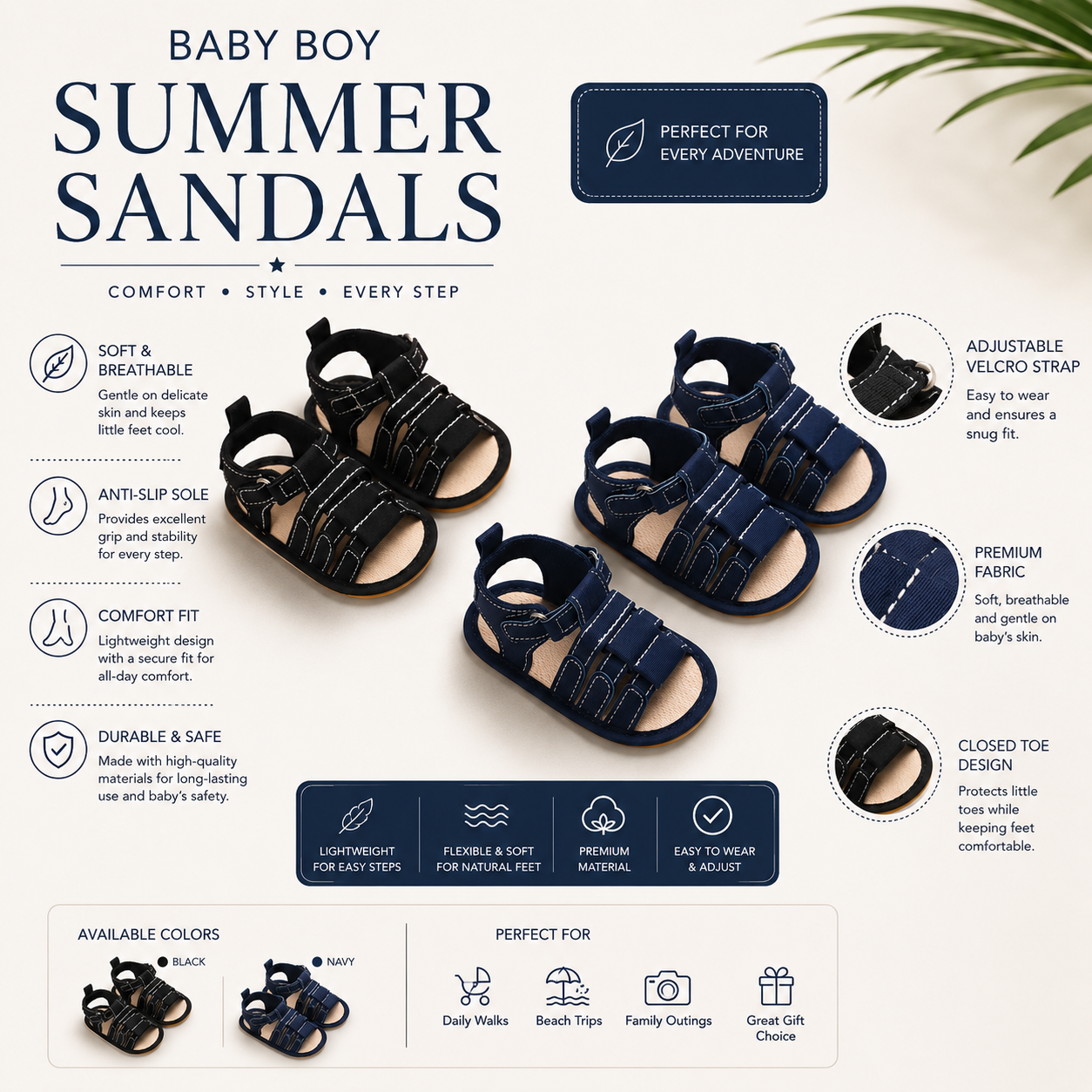 Baby Boy Summer Soft Anti-Slip First Walker Sandals (0–12 Months)_img_1
