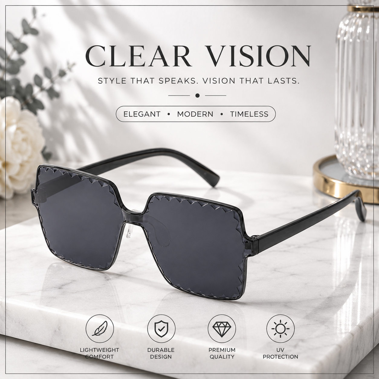 Kids Stylish Square Sunglasses for Boys & Girls | Lightweight UV Protection Eyewear with Sunglass Case