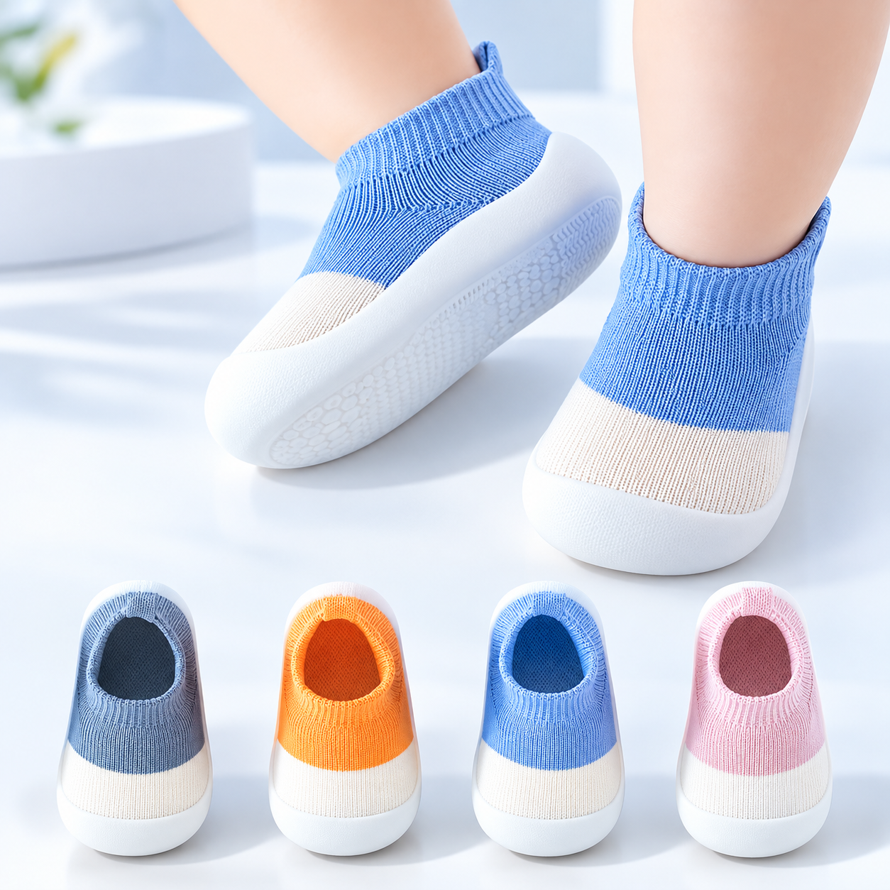 Baby Soft Knit Anti-Slip & Ultra Comfortable Dual Color Winter Shoes (3 months to 2.5 years)