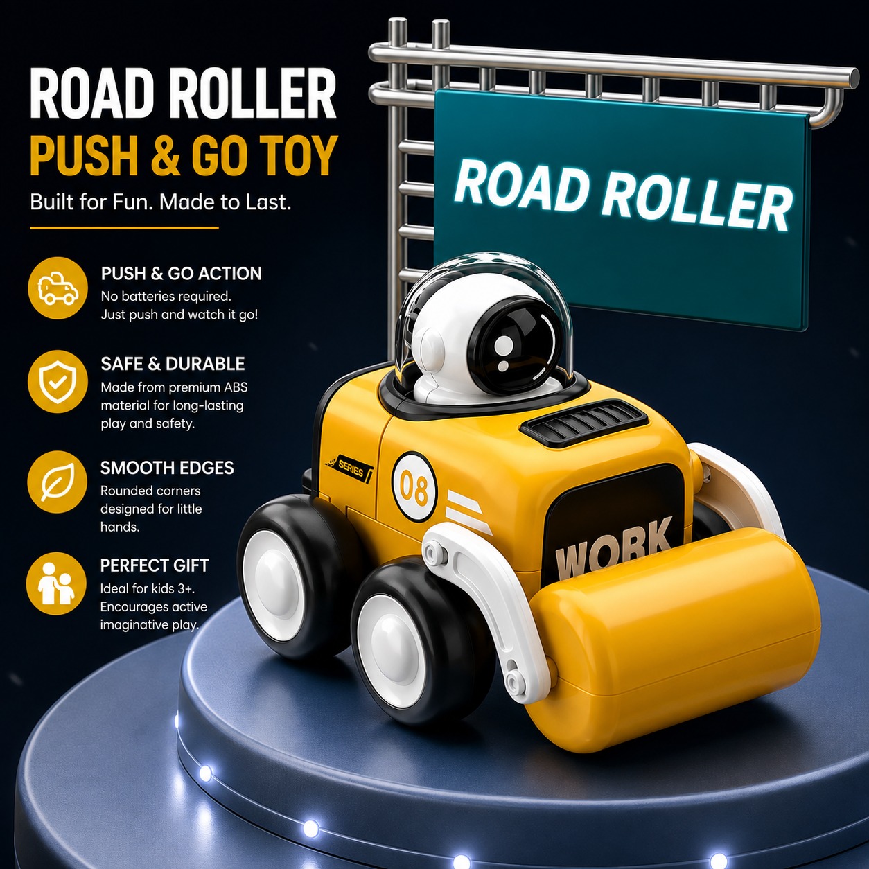 Kids Push & Go Astronaut Construction Vehicle Toy | Space Work Crew Engineering Vehicle Toy_img_7
