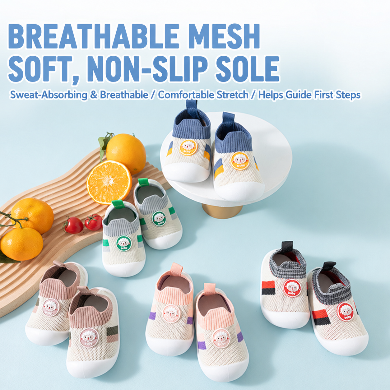 Baby Knit Anti Slip-On Shoes | Lightweight Breathable Soft Sole Sneaker (6 months to 3.5 years)