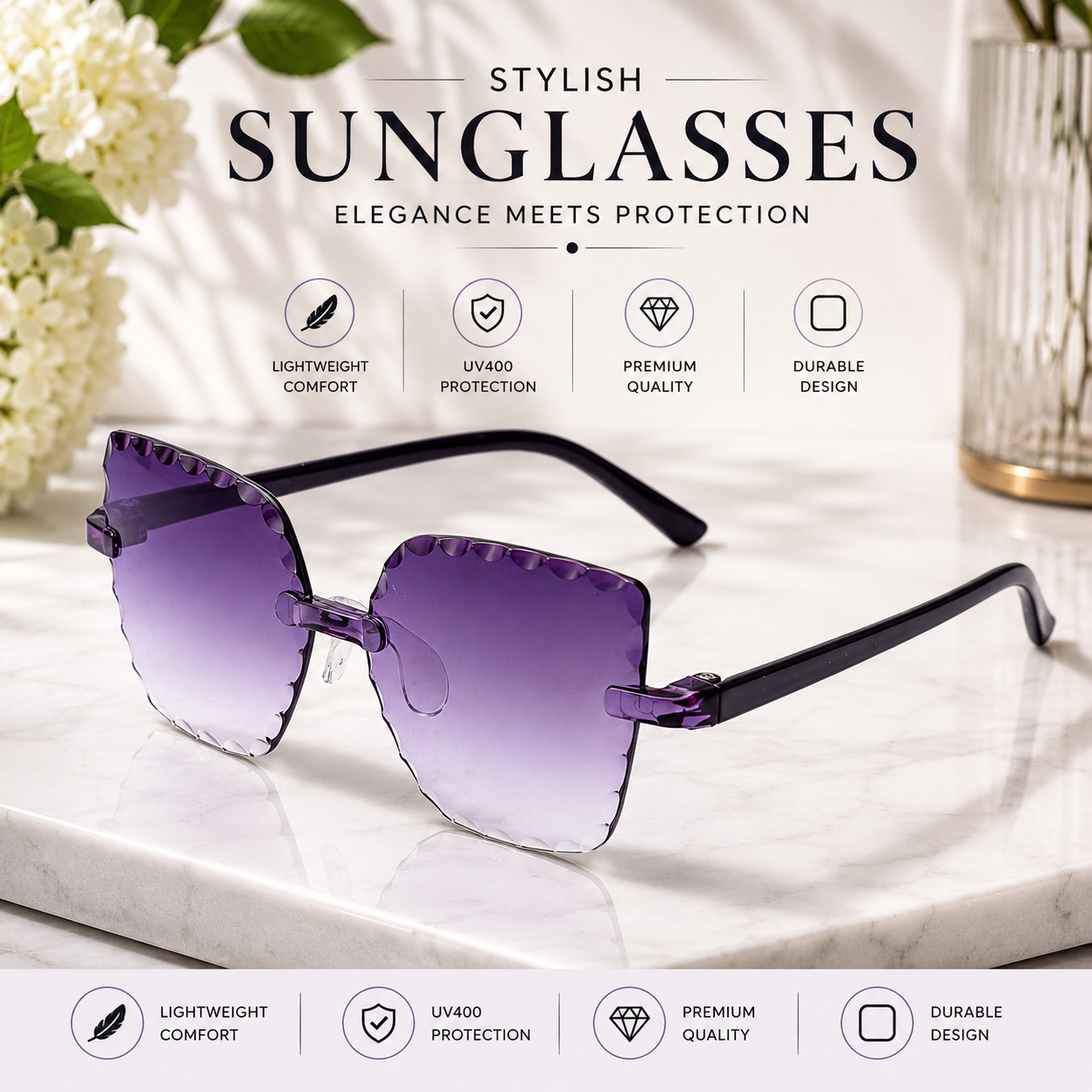 Kids Stylish Scalloped Sunglasses for Girls & Boys | Trendy UV Protection Fashion Eyewear with Sunglass Case_img_3