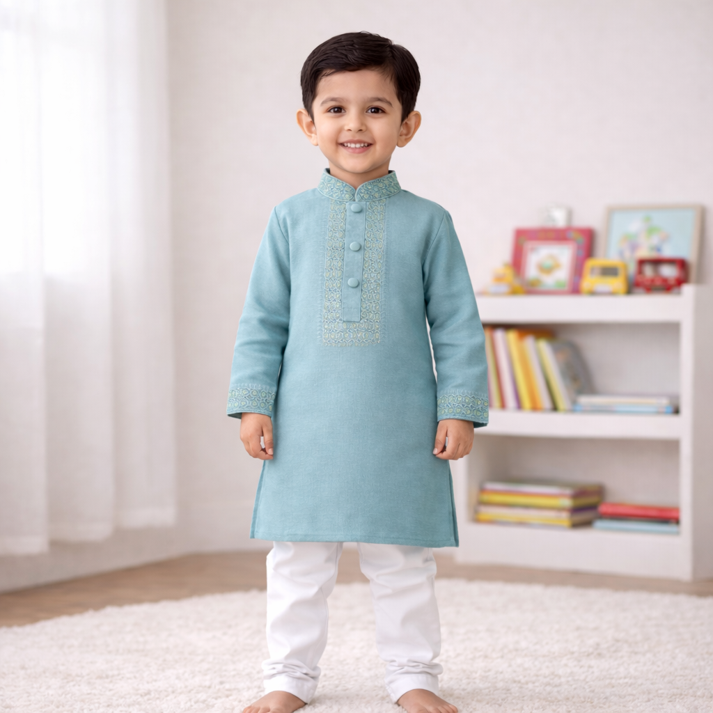 Kids Boy Premium Elegant China Saffron EID Panjabi with Pant (2 to 8 years)_img_1
