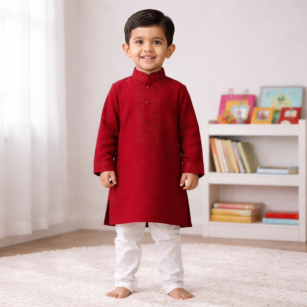 Kids Boy Premium Elegant China Saffron EID Panjabi with Pant (2 to 8 years)_img_0