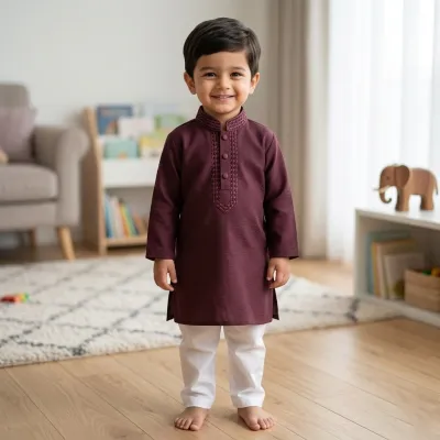 Kids Boy Premium Elegant China Saffron EID Panjabi with Pant (2 to 8 years)_img_1