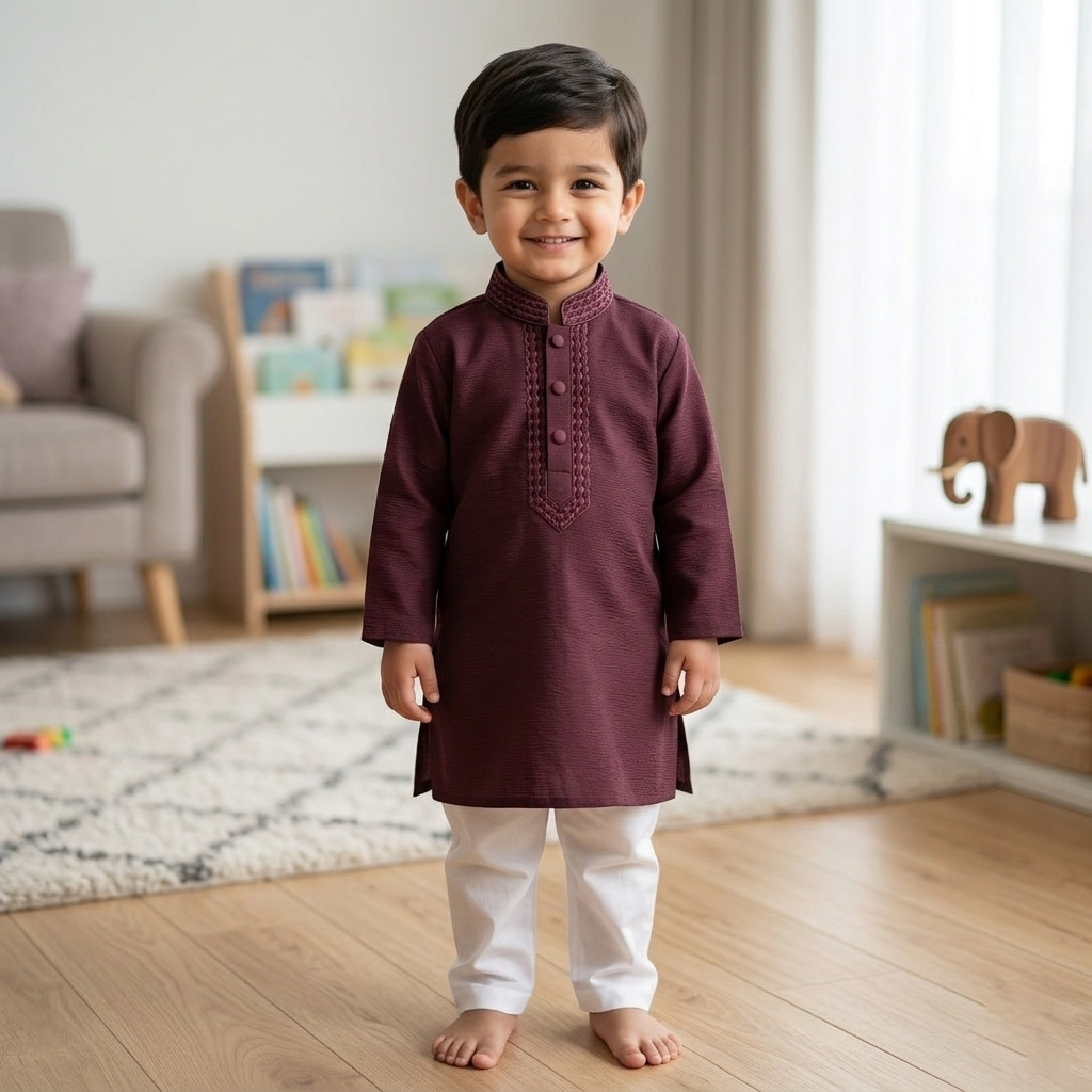 Kids Boy Premium Elegant China Saffron EID Panjabi with Pant (2 to 8 years)_img_1