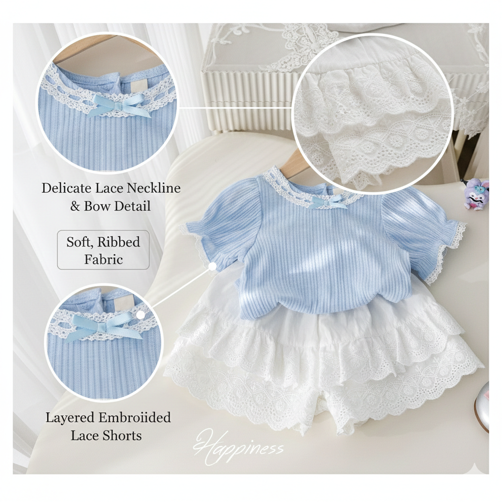 Baby Girls Princess Blue Top with White Lace Skirt Dress (6 months to 6 years)_img_9
